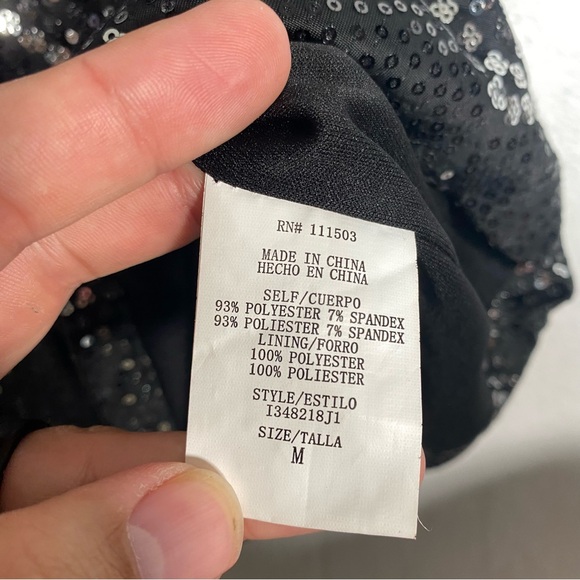 NWT Womens Size Medium Sparkly Black Sequin One Shoulder Mini Dress - Picture 7 of 9